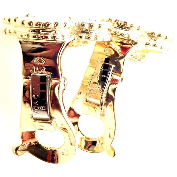 Rare! Van Cleef & Arpels Vintage Alhambra 18k Yellow Gold White Coral Earrings - Picture 10 of 12